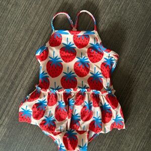 Hanna Andersson Super Strawberry Print Kids Swimsuit
